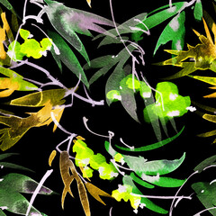 Neon watercolour leaves and flowers