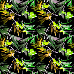 Neon watercolour leaves and flowers