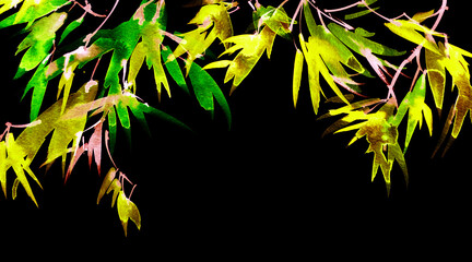 Neon watercolour leaves and flowers