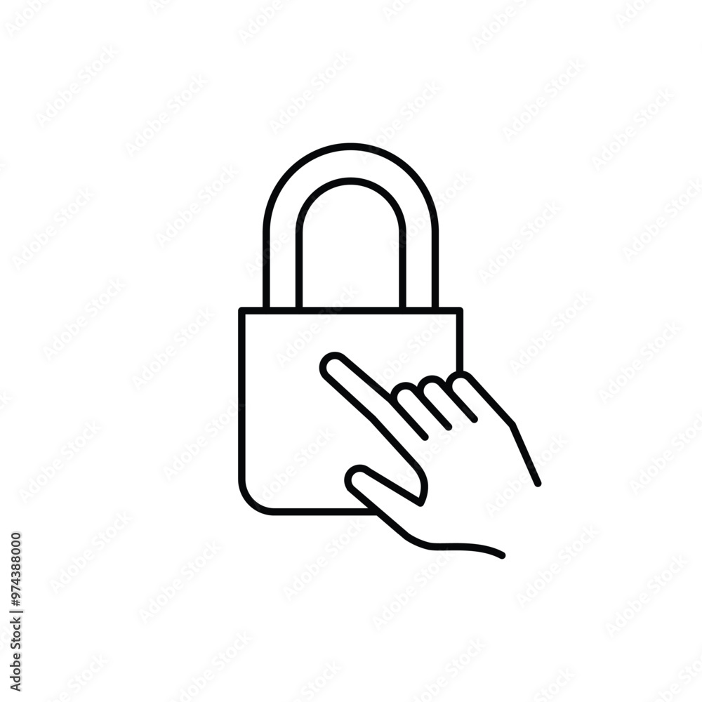 Aufkleber lockpad and hand thin outline icon vector design good for web or mobile app