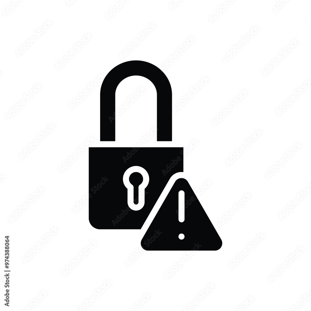 Poster pad lock with exlamation mark solid icon vector design good for web or mobile app
