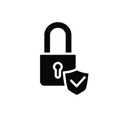 pad lock and shield solid icon vector design good for web or mobile app