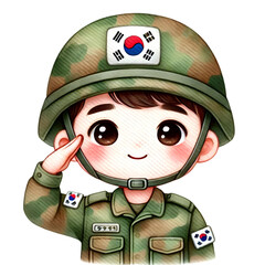 Watercolor image of a man wearing a Korean military uniform.