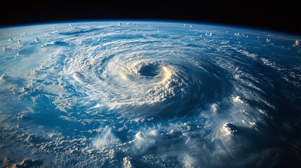 space satellite view of hurricane Ida, powerful storm over Caribbean Sea, detailed storm tracking...