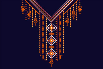 Neckline embroidery design for cloth fabric and textile