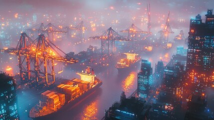 Fototapeta premium Nebulous Neon Nautical Networks