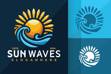 Sun Wave Logo Icon Vector Design. Creative simple logos designs illustration