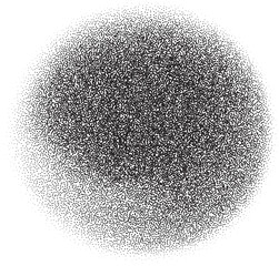 Noisy gradient shape. Grainy dotted spray paint dust. Stipple abstract circle spot. Liquid black blob with sand texture. Shadow gritty irregular form.