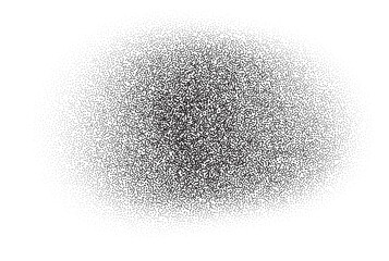 Noisy gradient shape. Grainy dotted spray paint dust. Stipple abstract circle spot. Liquid black blob with sand texture. Shadow gritty irregular form.