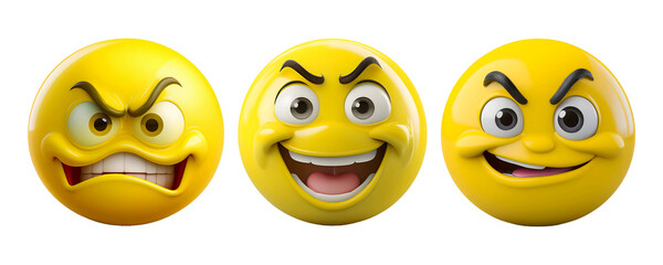 Grimacing face emoji set. 3d emoticon with a grimace isolated on white background