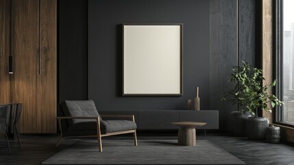 Modern Living Room Interior with Minimalistic Decor and Framed Artwork