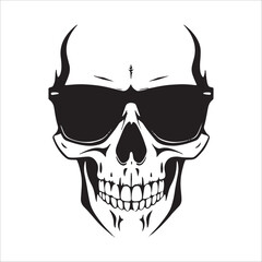 Obraz premium Skull with sunglasses vector illustration isolated on a white background.