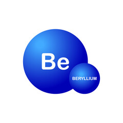 Beryllium element icon. Molecule of Beryllium. Be element. Chemistry and scientific research concept