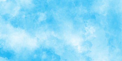 Soft and cloudy blue sky Watercolor background texture, cloudy and soft sky blue blurred and grainy Blue powder explosion, The sky blue texture clouds,  blue watercolor paper texture background.