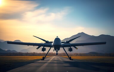 General Atomics MQ-9 Reaper drone flying above desert.