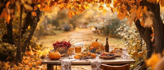 Cozy Autumn Picnic in the Vibrant Foliage Wonderland