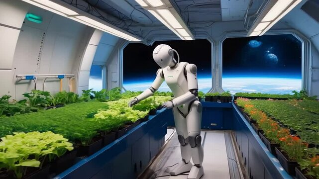 A Robot that is Cultivating Plants in a Space Environment Setting
