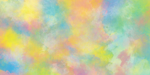 Colorful watercolor splatter brush painted digital art painting on paper or canvas, creating a calming and artistic colorful paint background, Fractal art background with multicolor creative design.