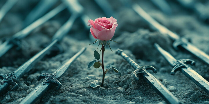 3w A rose flower is planted on the beach at night the beach is black perspective viewstylize 10
