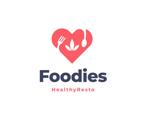 Fork and spoon with love shape logo icon design for restaurant logo template vector illustration