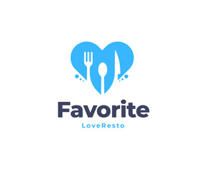Fork spoon knife and love shape logo icon design for restaurant logo template vector illustration