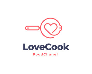 Teflon logo with love shape icon for restaurant logo vector illustration