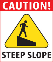 Steep slope caution sign vector.eps