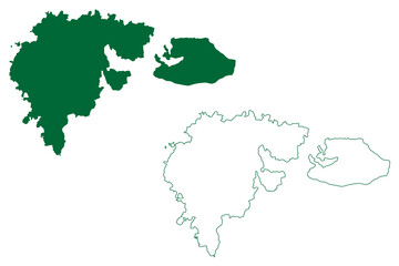 Chittorgarh district (Rajasthan State, Republic of India) map vector illustration, scribble sketch Chittorgarh map