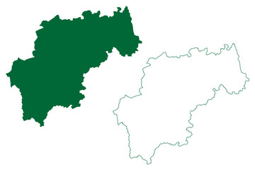 Churu district (Rajasthan State, Republic of India) map vector illustration, scribble sketch Churu map