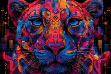 Vibrant Geometric Tribal Animal Art