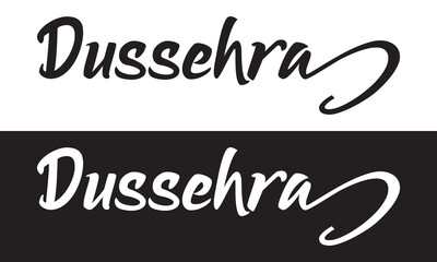 Dussehra - typography lettering quote, brush calligraphy banner with thin line.