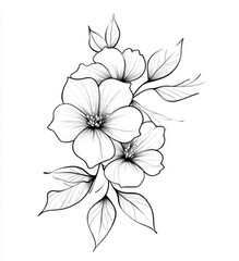 Tattoo design, simple line art of flowers 