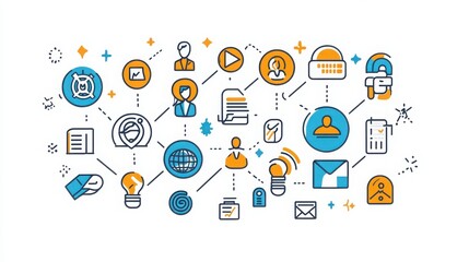 Networking Strategy thin line icon set. Containing networking plan, business outreach, goal setting, personal branding, professional growth, follow-up strategy