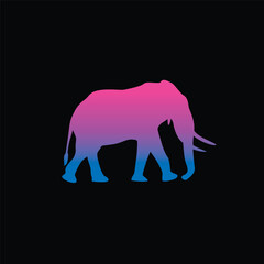 The silhouette of an elephant. Original vector illustration in vintage style.