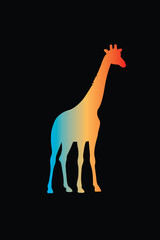The silhouette of a giraffe. Original vector illustration in vintage style.