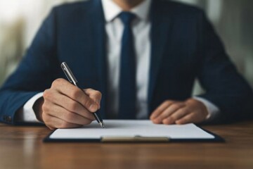 Mediator writing on a notepad while listening to negotiation arguments, conflict resolution, neutral facilitator in negotiation.