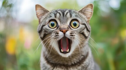 Obraz premium A Hilarious Image of a Cat Displaying a Surprised Expression That Captures Humor Perfect for Pet Lovers and Social Media Sharing