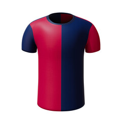 3D football jersey. Sport t-shirt with round neck and red blue design. 
