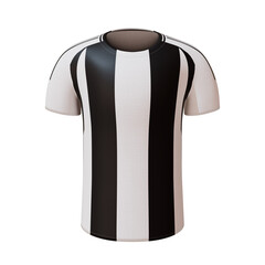 3D football jersey. Sport t-shirt with round neck and black white stripe design. 
