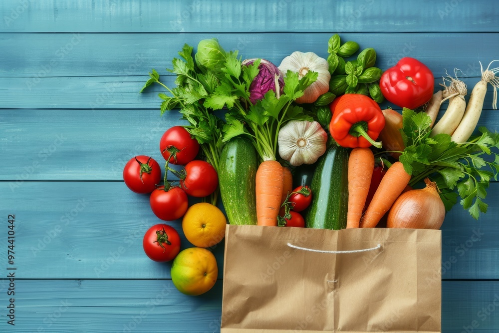 Wall mural fresh vegetables in a paper bag