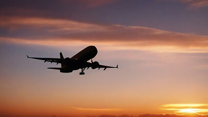 Obraz premium airplane in the sunset