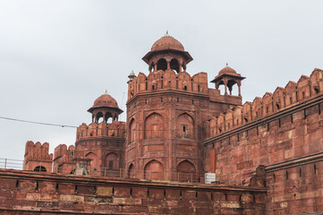 The Red Fort, also known as Lal Qila is a historic fort in Delhi, India. The view from the outside