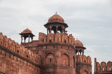 The Red Fort, also known as Lal Qila is a historic fort in Delhi, India. The view from the outside