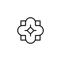 Flower Geometric linear sign shape. Vector icon, editable stroke.