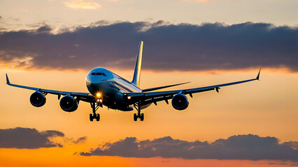 airplane in the sunset