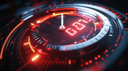 A stopwatch icon mid-countdown, with bright red numbers, evoking a sense of urgency and precision