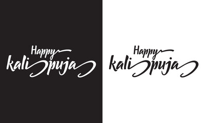 Happy kali puja celebration Hindu festival social media post design. isolated on white and black  background. Vector Illustration. EPS 10