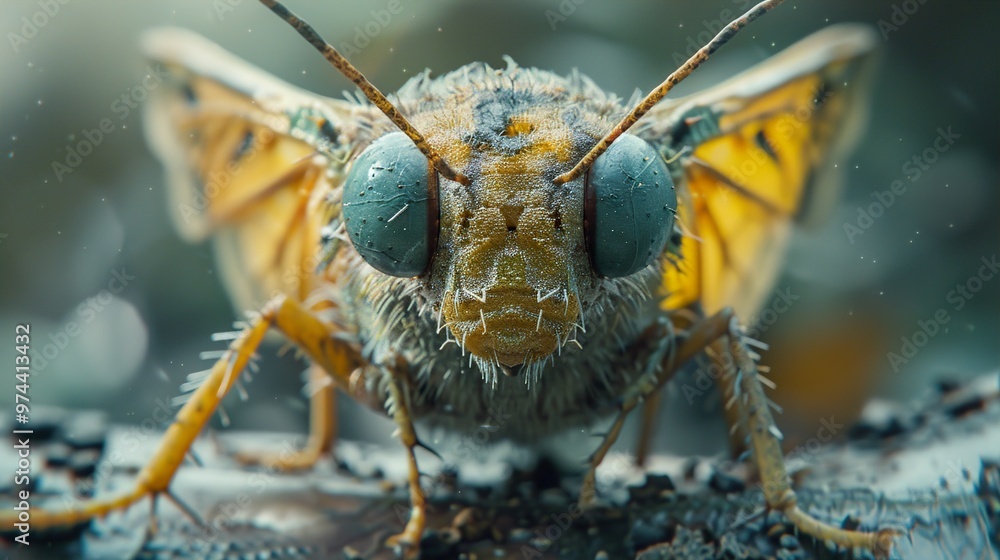 Wall mural Macro Photography of an Insect with Detailed Texture and Color