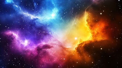 Obraz premium Vibrant Cosmic Nebula: A Stunning Colorful Space Galaxy Cloud for Stunning Backgrounds