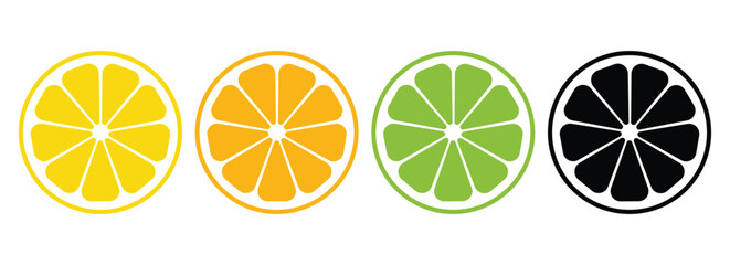 Citrus slice set. Lemon slice. Orange slice. Lime slice. Vector illustration EPS10